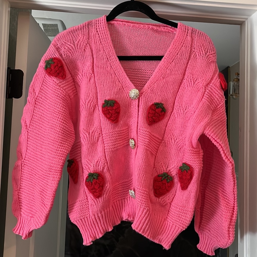 Cottage Core Strawberry Cardigan